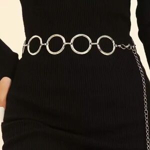 Long Waist Chain Belt For Women Silver  Circle Chain Belt 45”